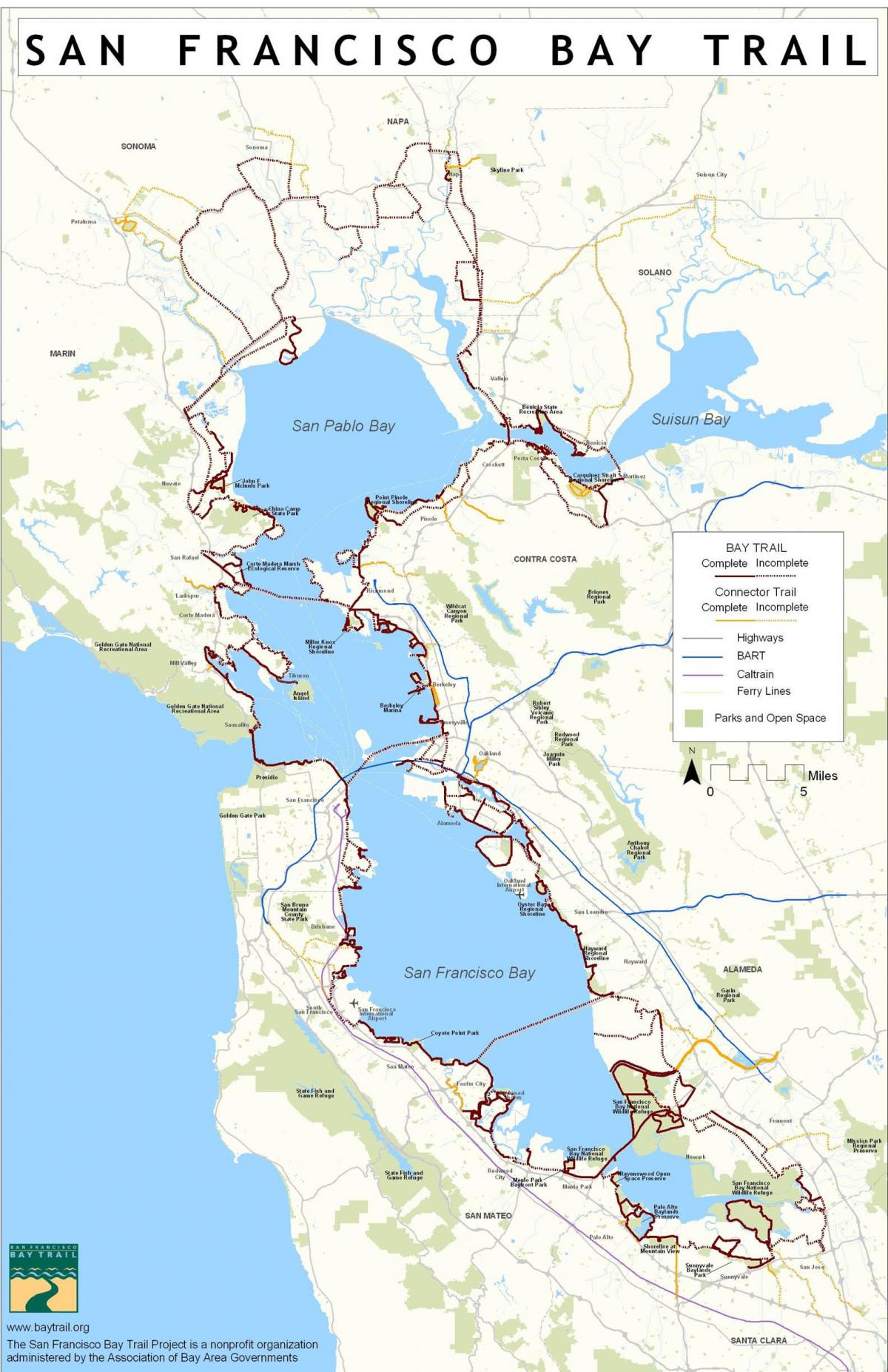 San Francisco bay trail mapu