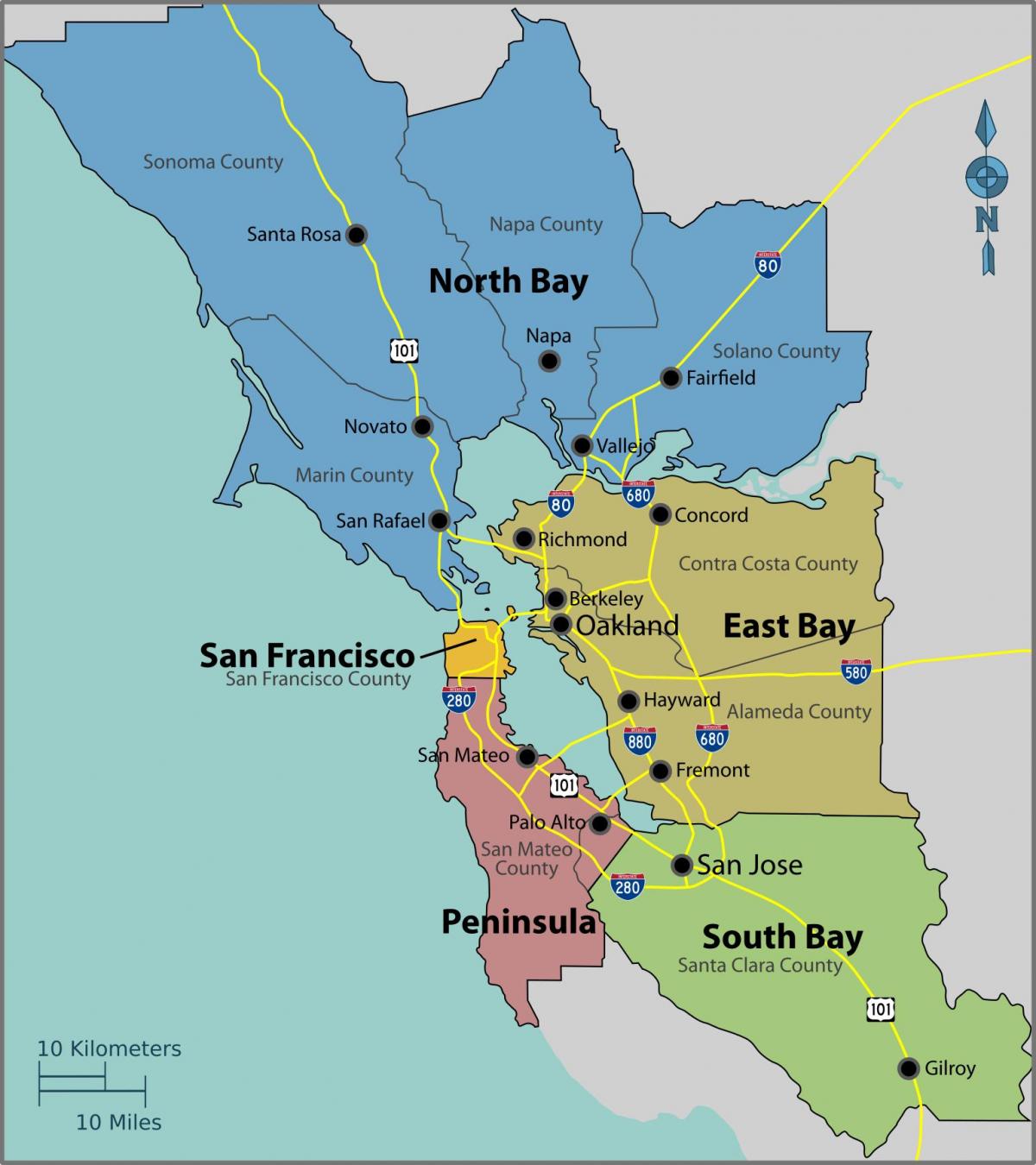 San Francisco bay na mape