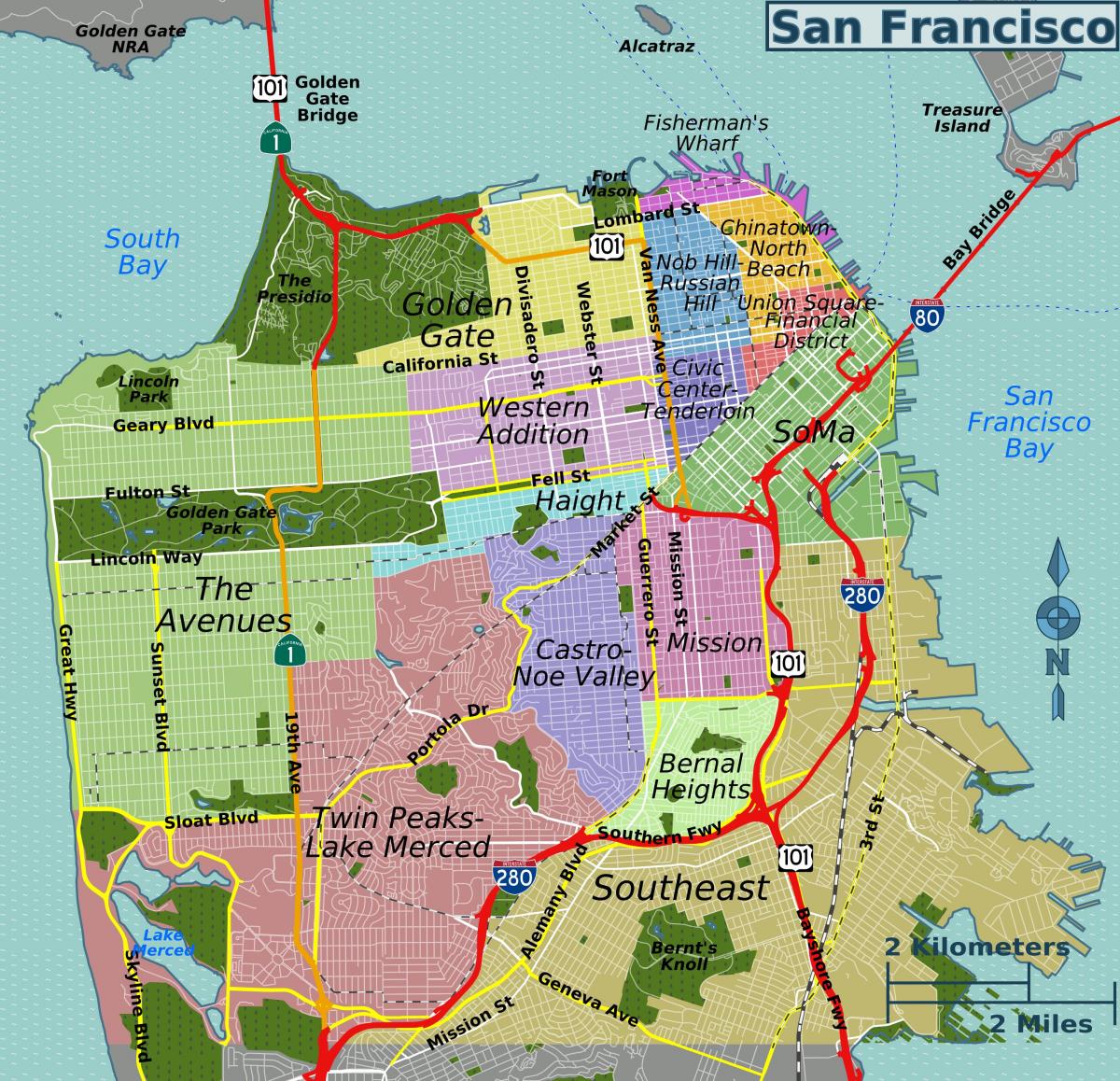 ulica mapu San Franciscu, kalifornia