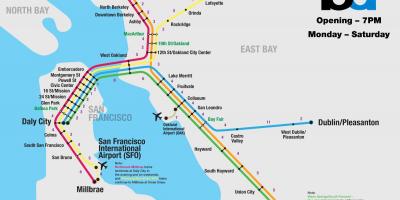 Bart systém San Francisco mapu