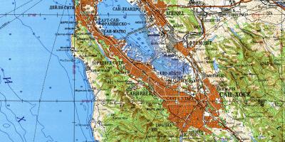 San Francisco bay area topografických máp
