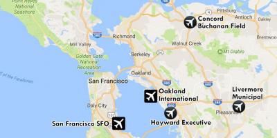 Letiská v blízkosti San Francisco mapu