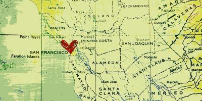Srdcia v San Franciscu mapu