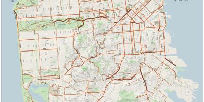 San Francisco bicykli mapu