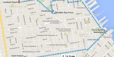 San Francisco chinatown pešia prehliadka mapu