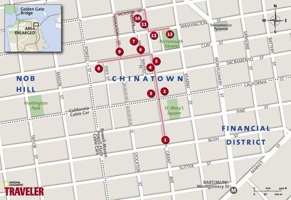 mapa čínskej štvrti San Francisco