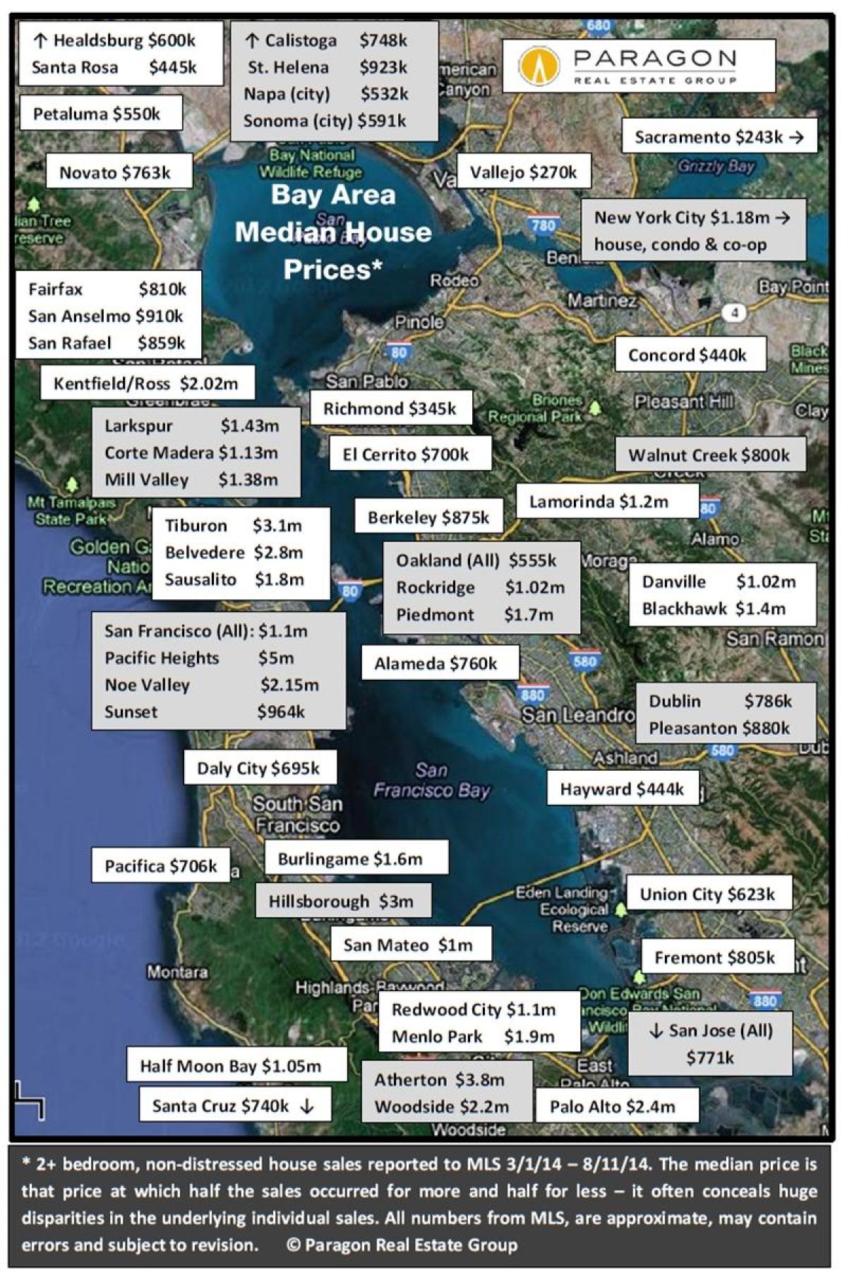 Mapa z bay area bývanie ceny