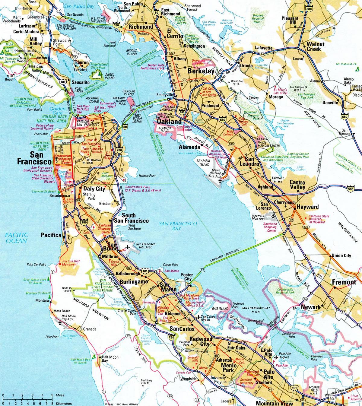 Mapa z bay area freeway 