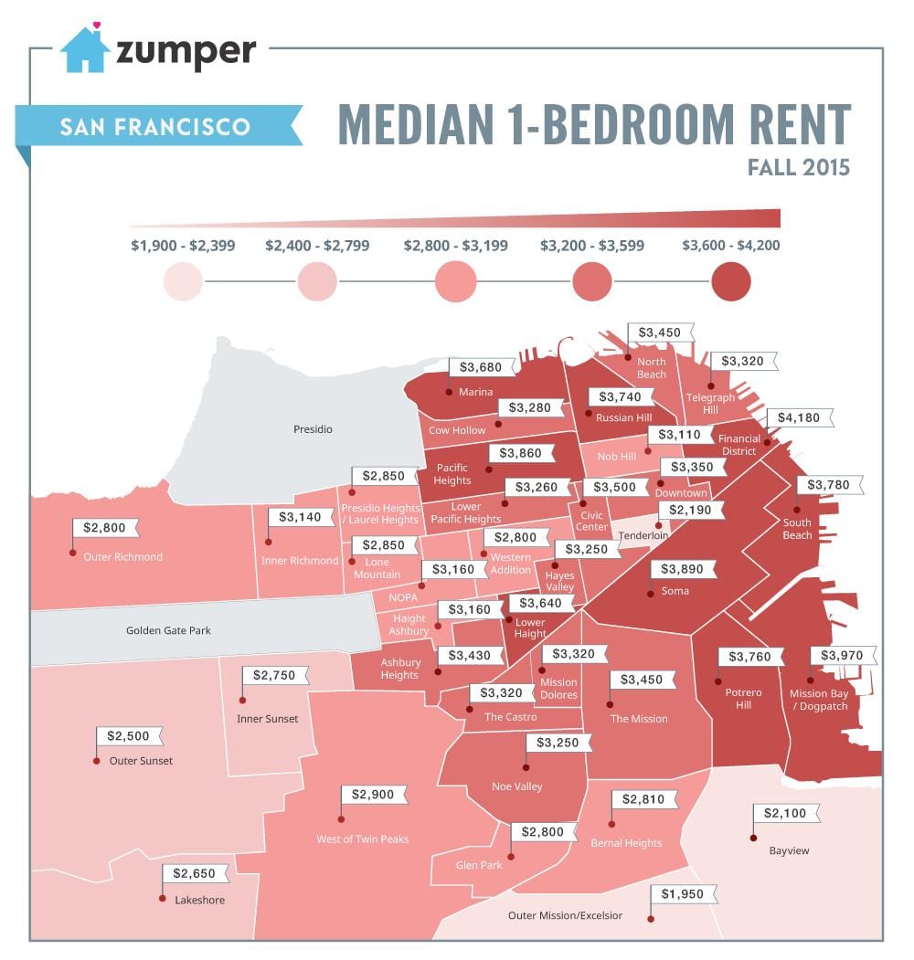 bay area prenájom ceny mapu