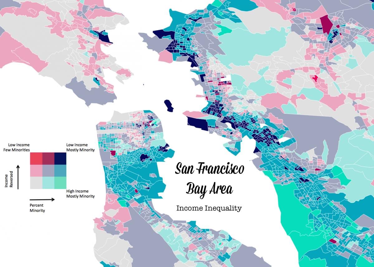 Mapa z bay area príjmu