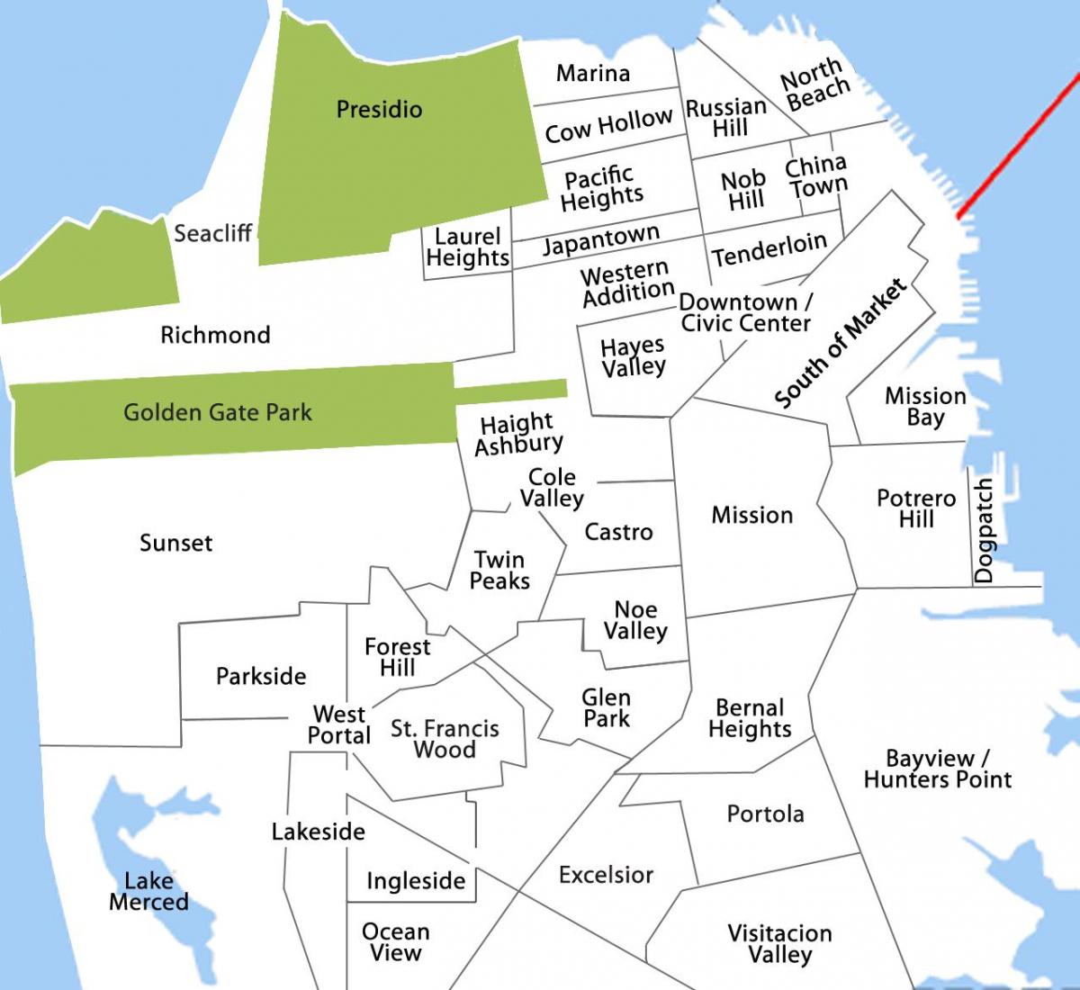 Mapa bayview okrese San Francisco 