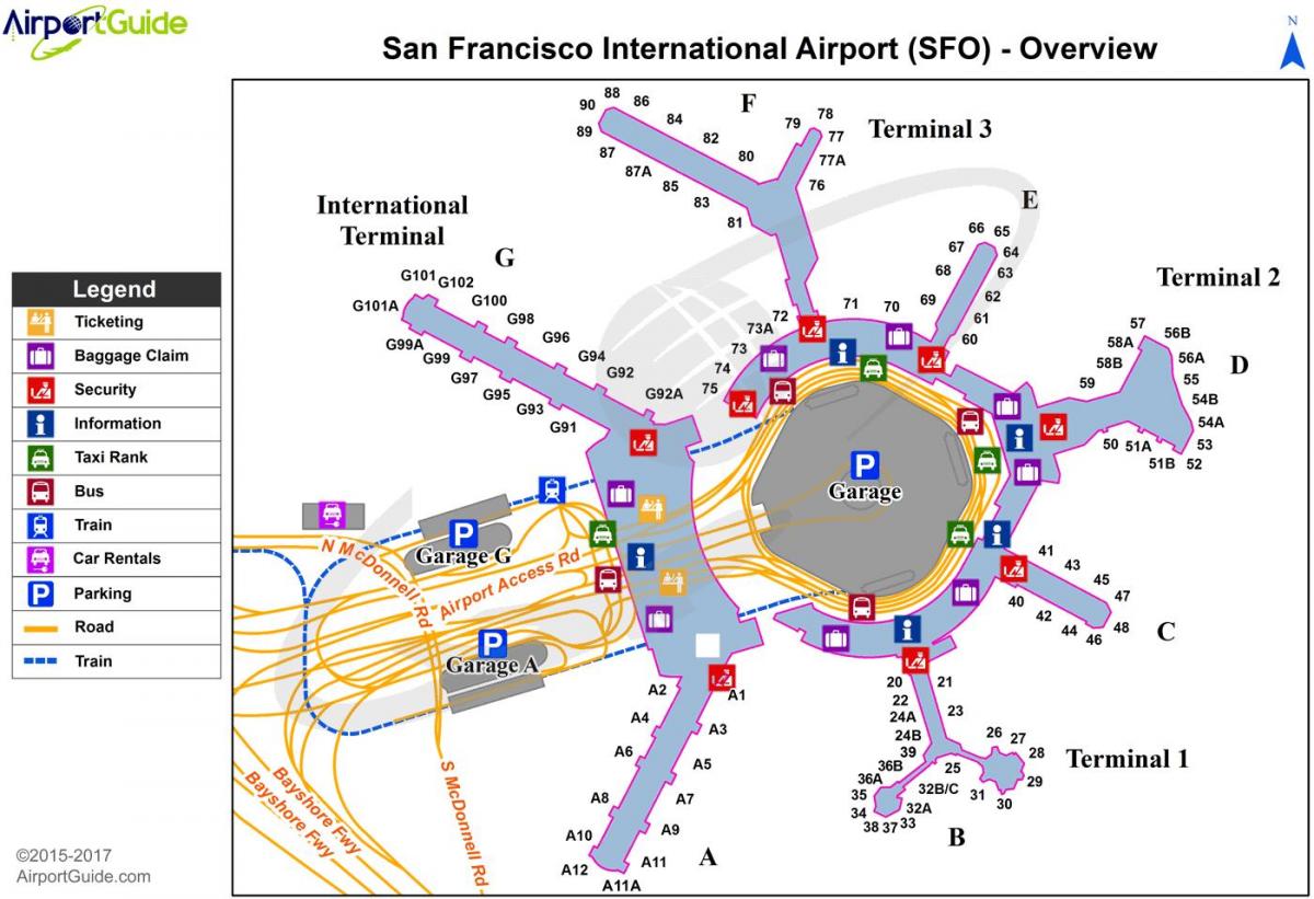 Mapa kSFO letiska