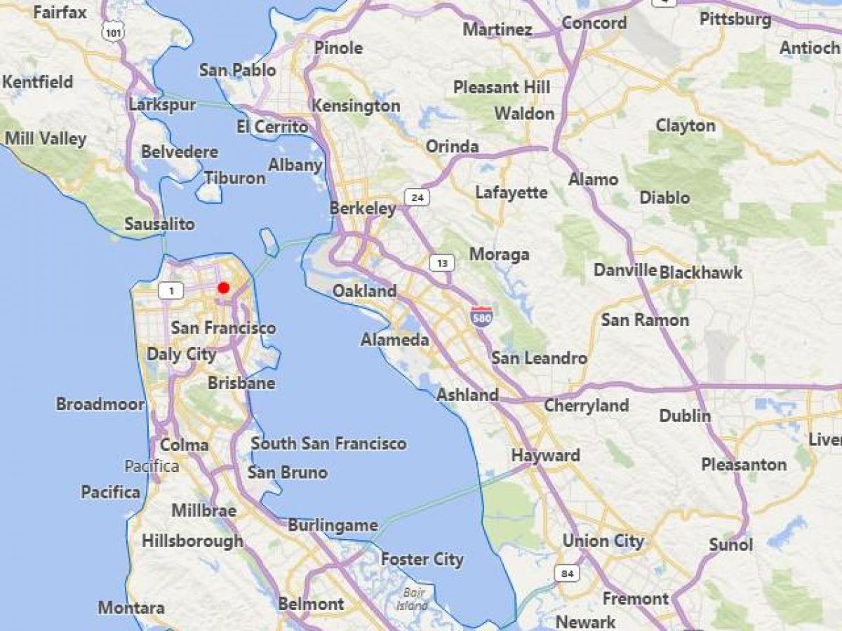 mapa california mesta San Francisco v blízkosti