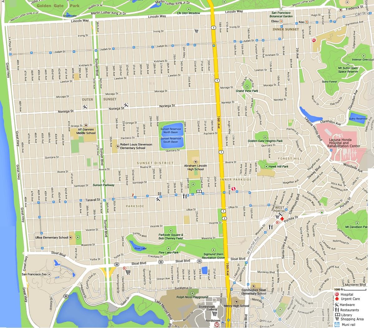 Mapa západ slnka okrese San Francisco