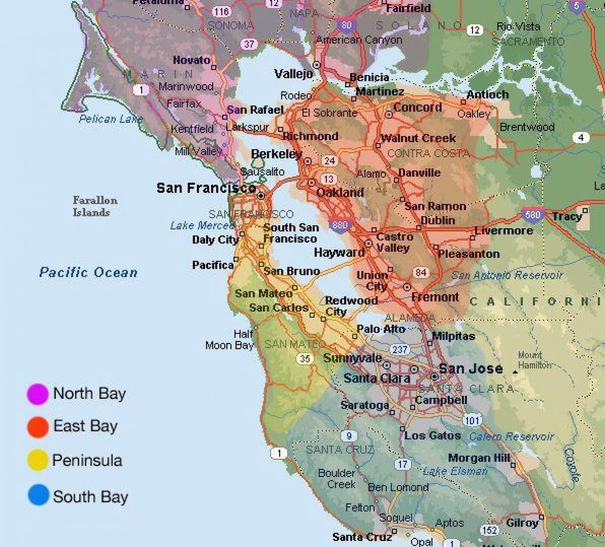 San Francisco area map a okolí