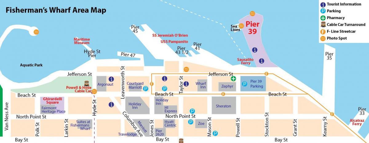Mapu San Francisco pier 39 oblasti