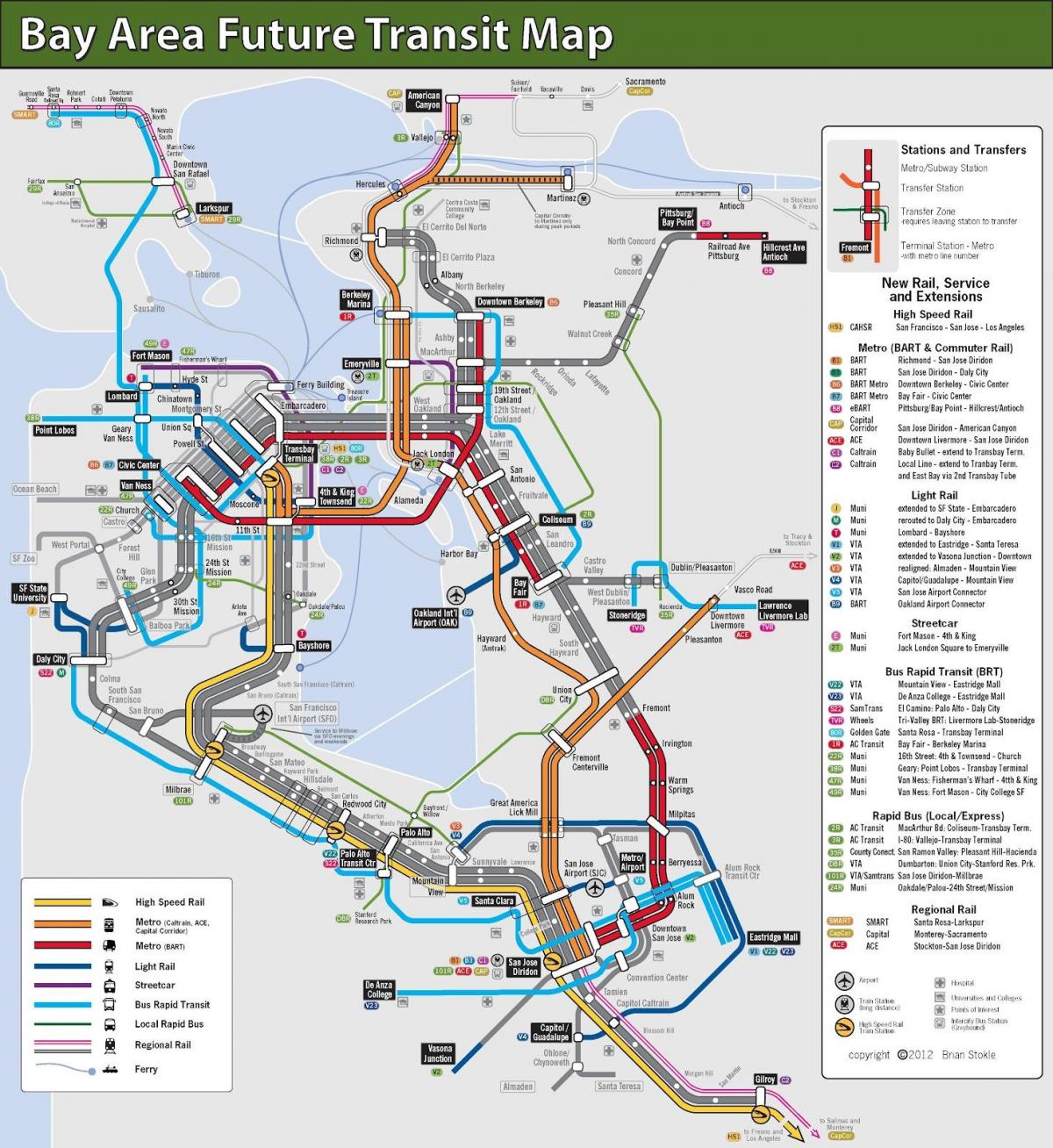 San Francisco hromadnej dopravy mapu