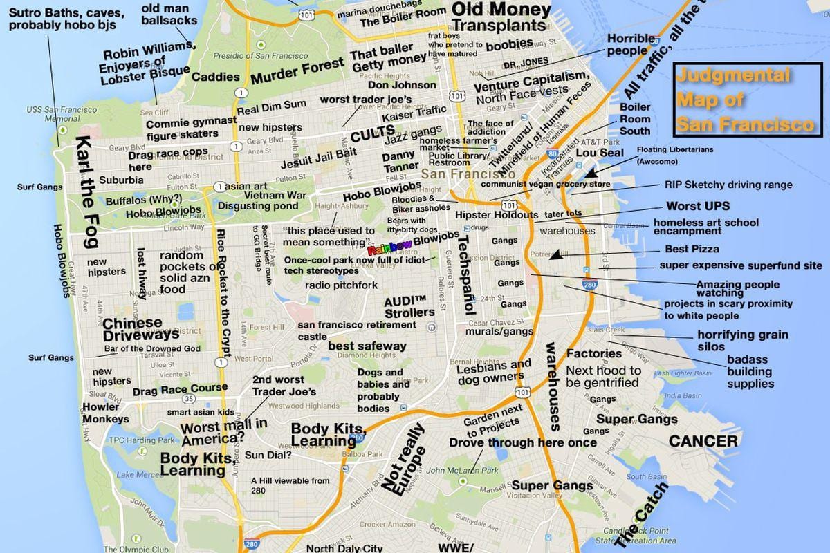 Mapa odsudzujúci San Francisco
