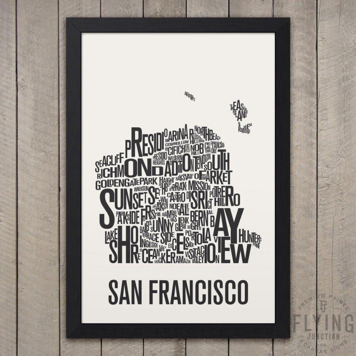 San Francisco typografii mapu