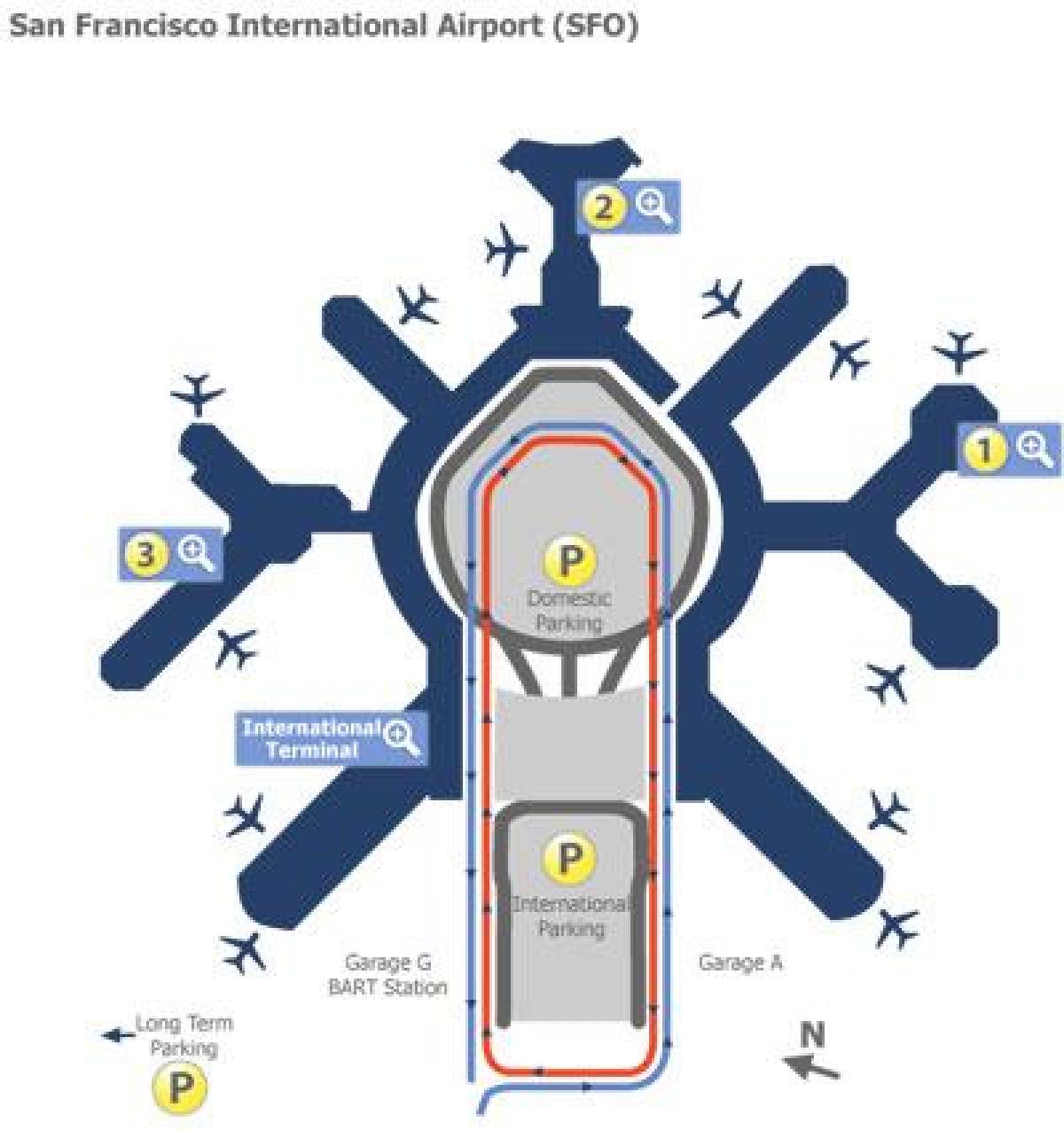 San Francisco airport brány mapu
