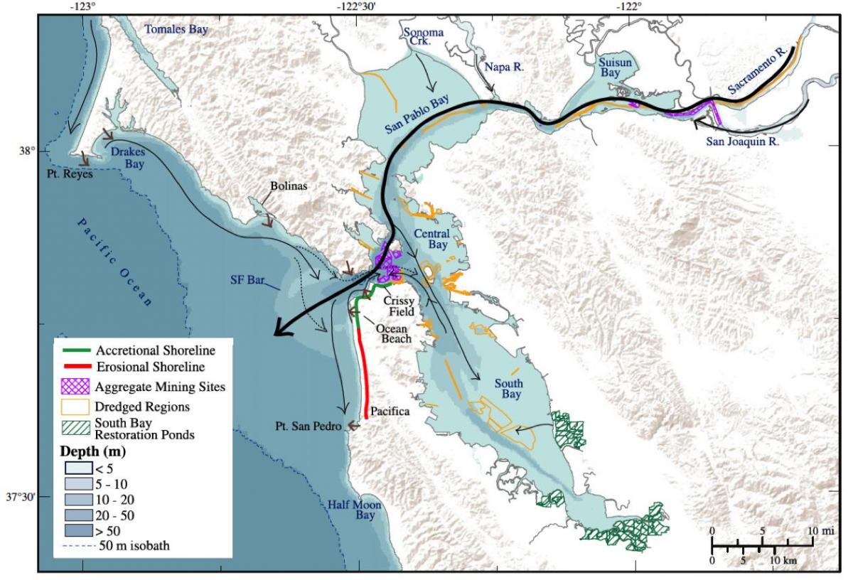 Mapu San Francisco bay hĺbka