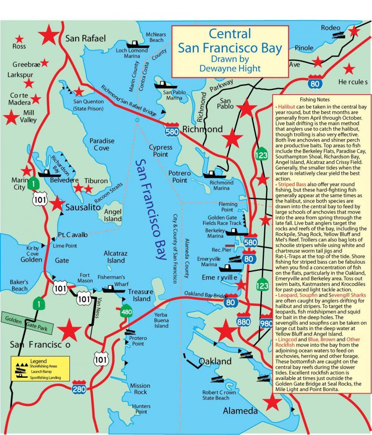 Mapu San Francisco bay rybolov 