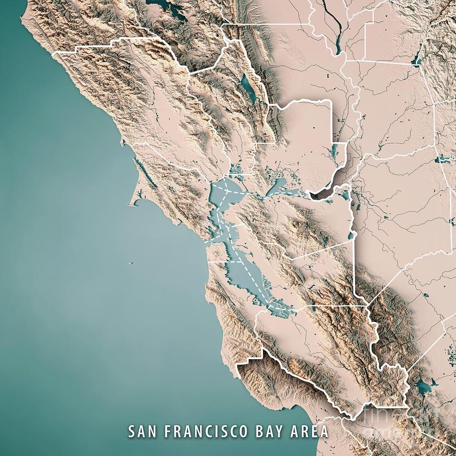 Mapu San Francisco bay topografické 