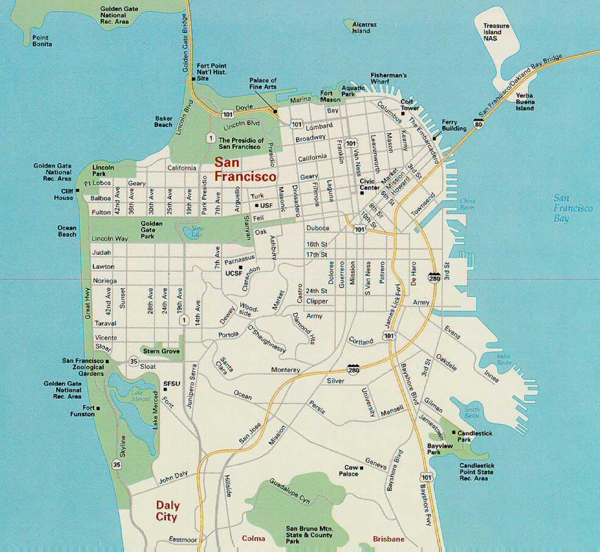 Mapu San Francisco hlavné atrakcie