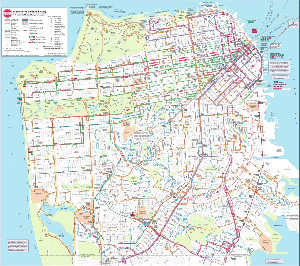 Mapu San Francisco obecnej železničnej