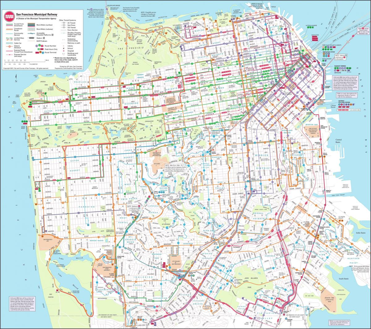 Mapu San Francisco obecnej železničnej