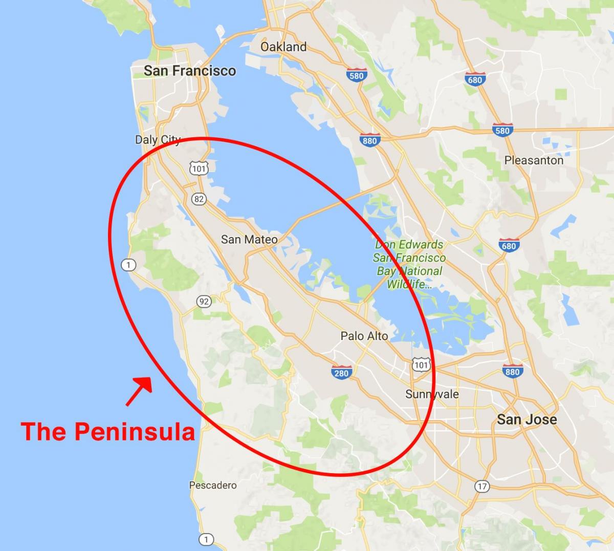 Mapu San Francisco polostrove 