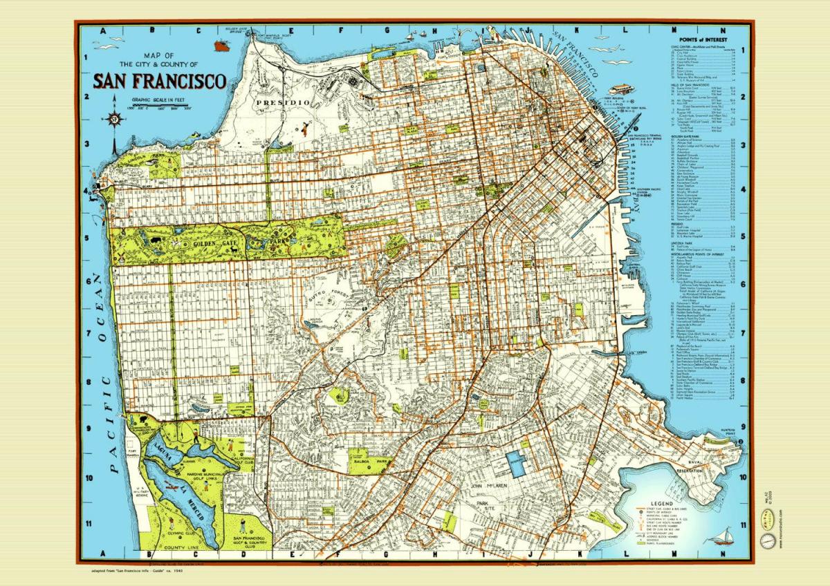 Mapu San Francisco plagátu na ulici