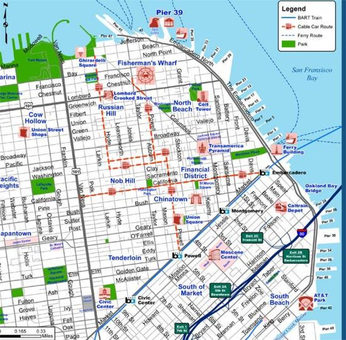 San Francisco mesta mapa turistických