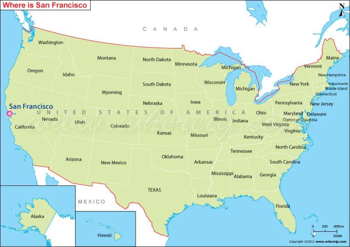 mapu San Franciscu, kalifornia, usa