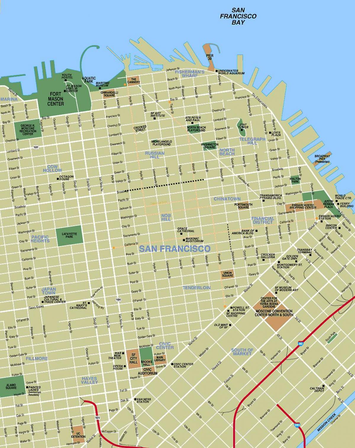 mapa atrakcií San Francisco