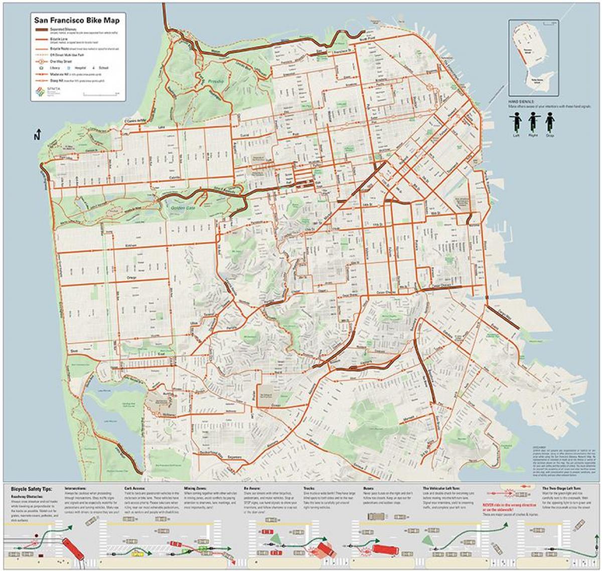 San Francisco bicykli mapu