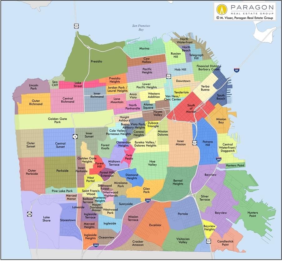 San Fran okolí mapu