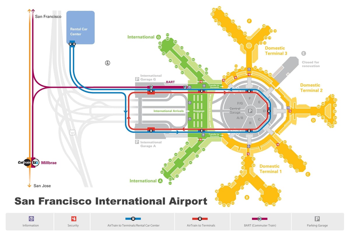 San Francisco airport prenájom auta mapu