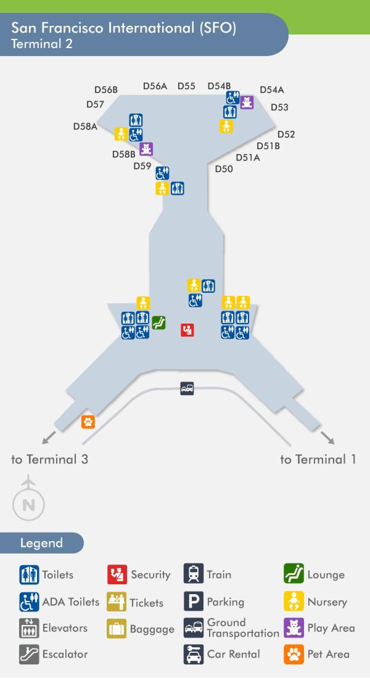 San Francisco airport terminal 2 mapu