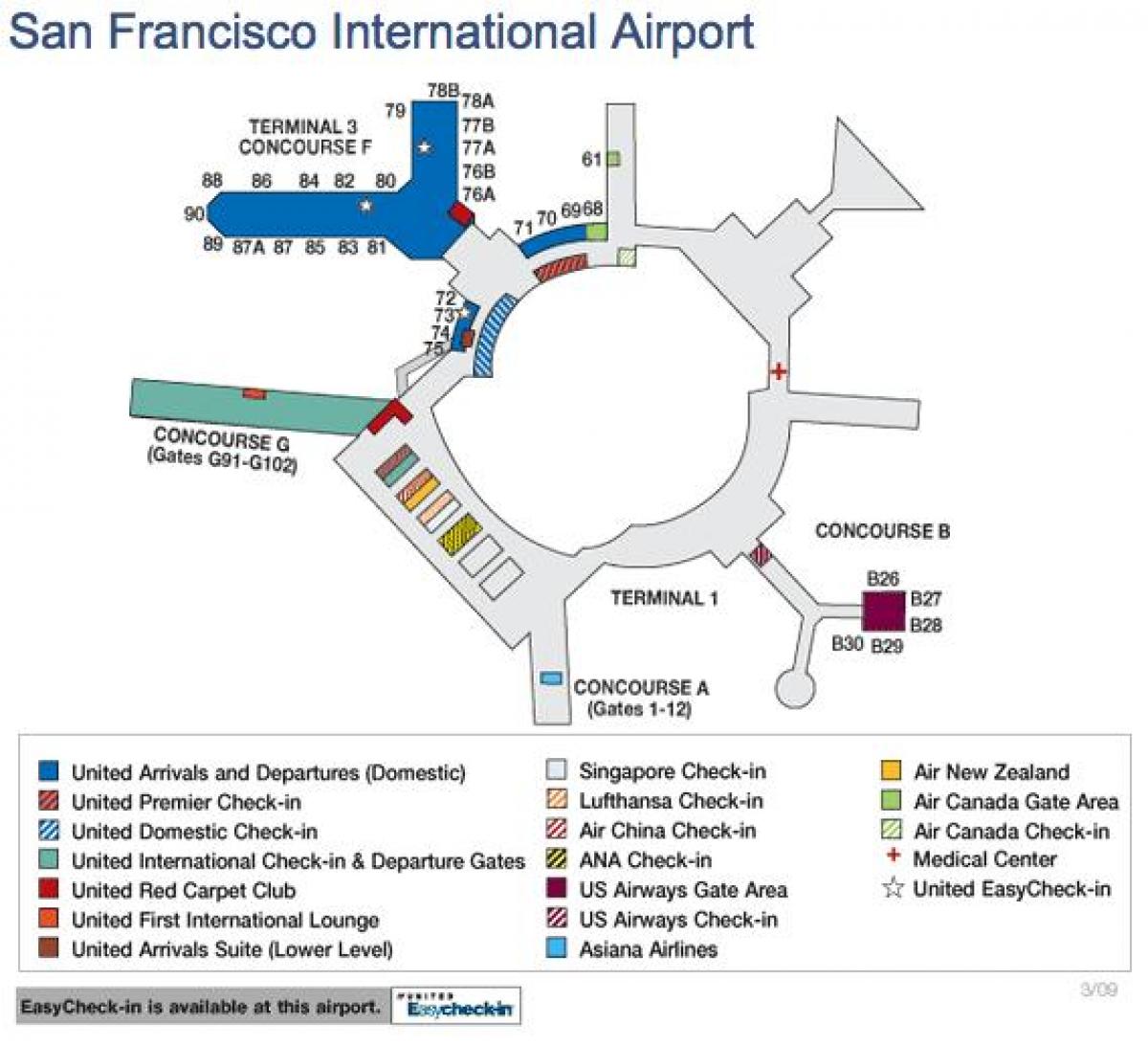 San Francisco airport mapu spojených