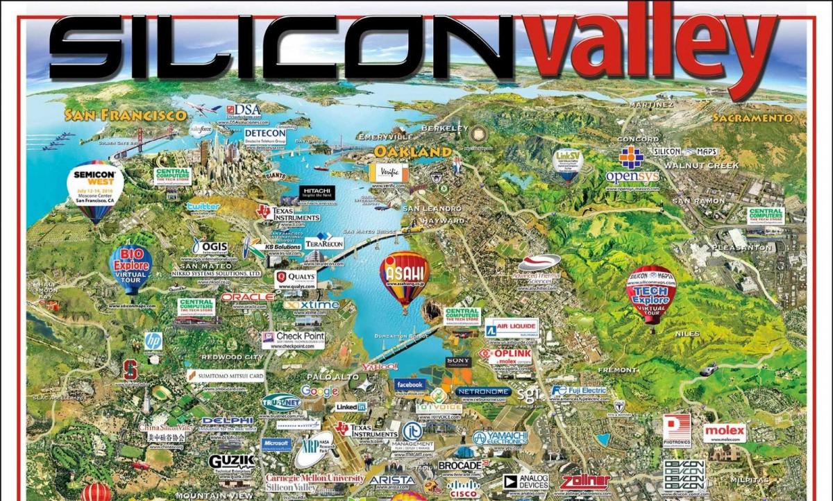 silicon valley oblasť mapu