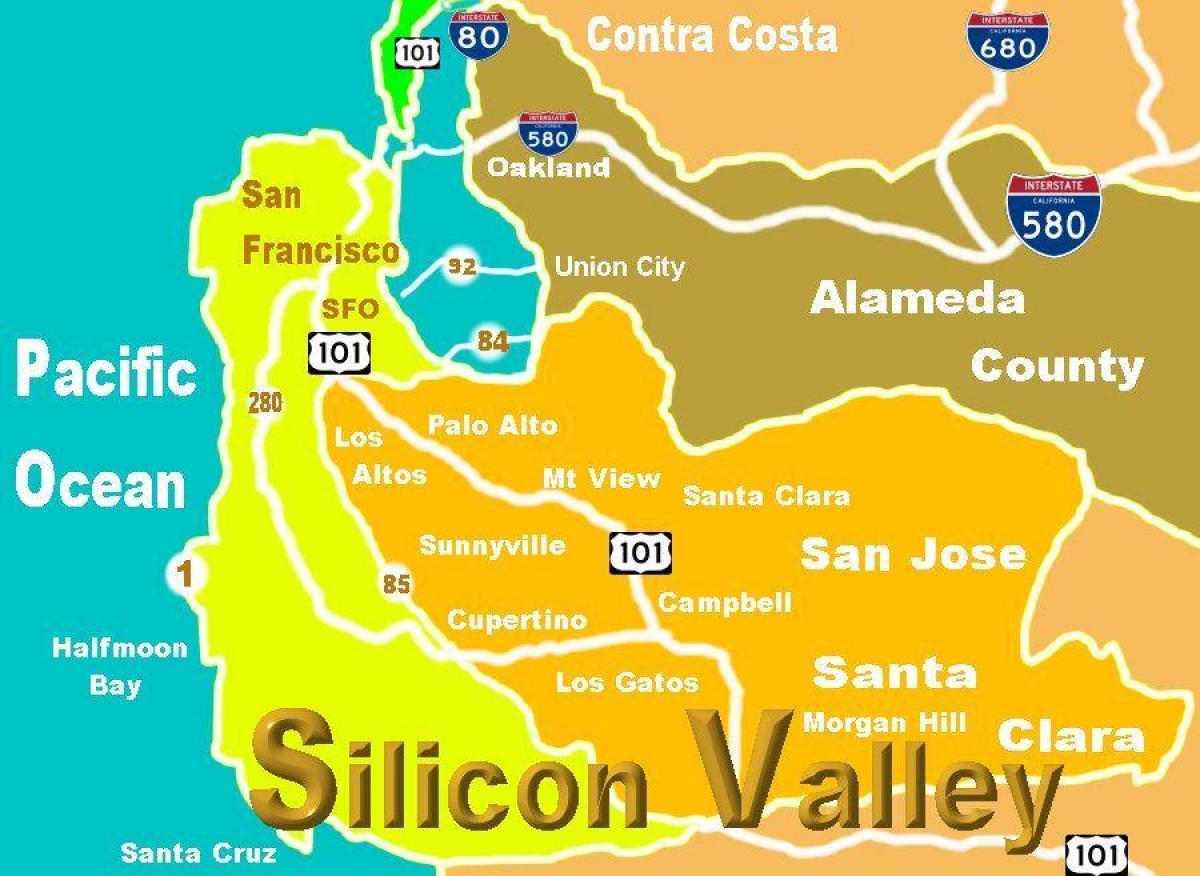 Mapa silicon valley miesto