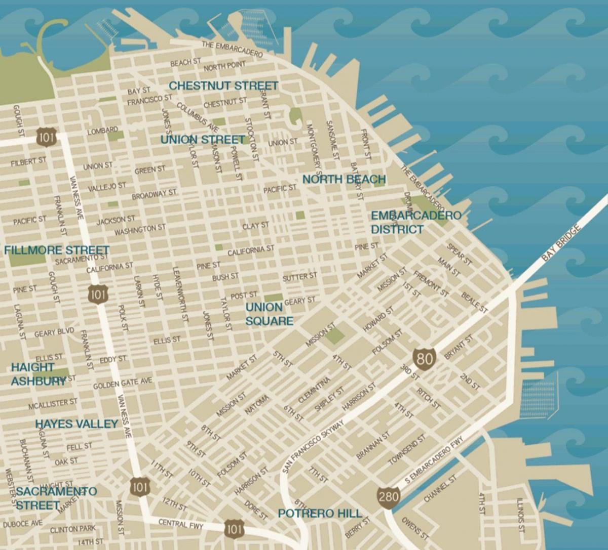 mapa centre mesta San Francisco union square