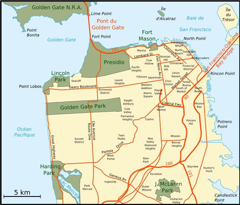 Mapa väčšiu bay area