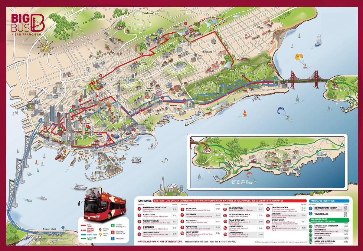 veľký autobus mapu San Francisco