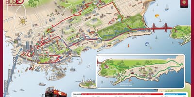 Mapa červený autobus San Francisco 