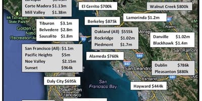 Mapa z bay area bývanie ceny