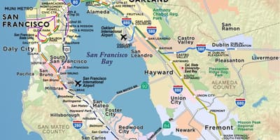 Mapa z bay area letiská