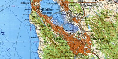 San Francisco bay area topografických máp