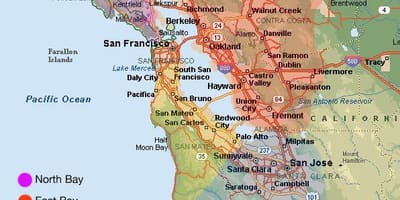 San Francisco area map a okolí